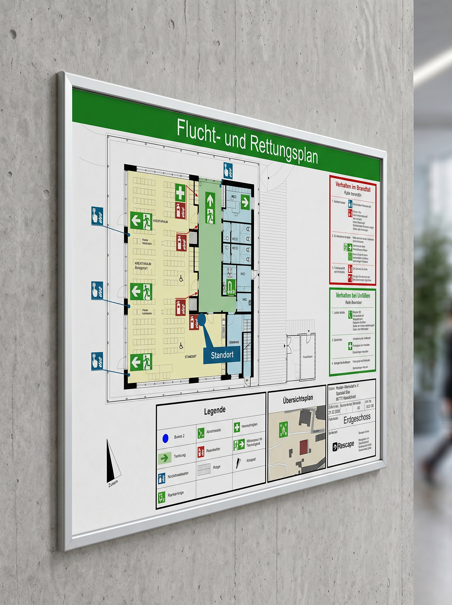 Fluchtplan hängt an der Wand