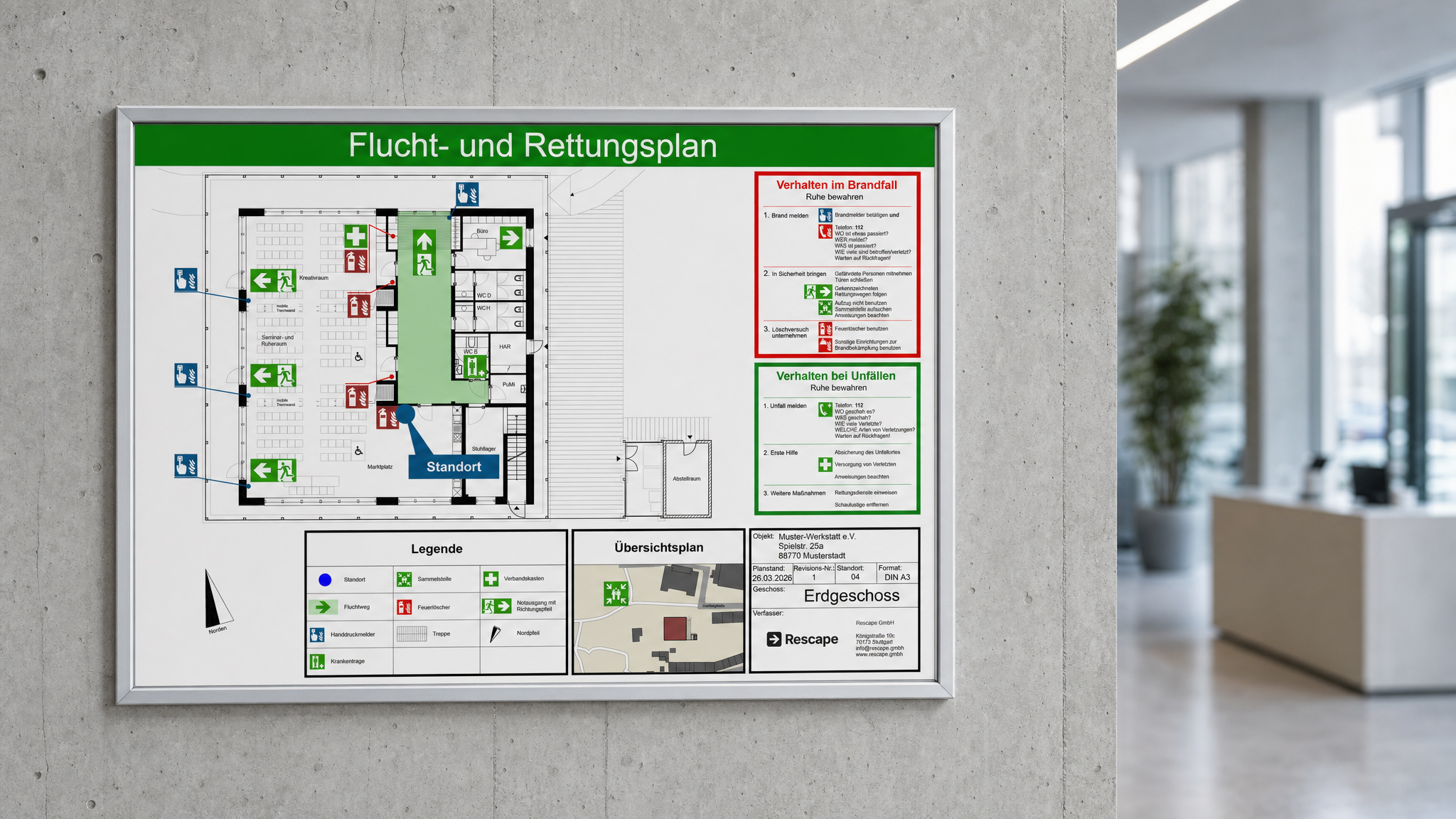 Beispiel eines Flucht- und Rettungsplans