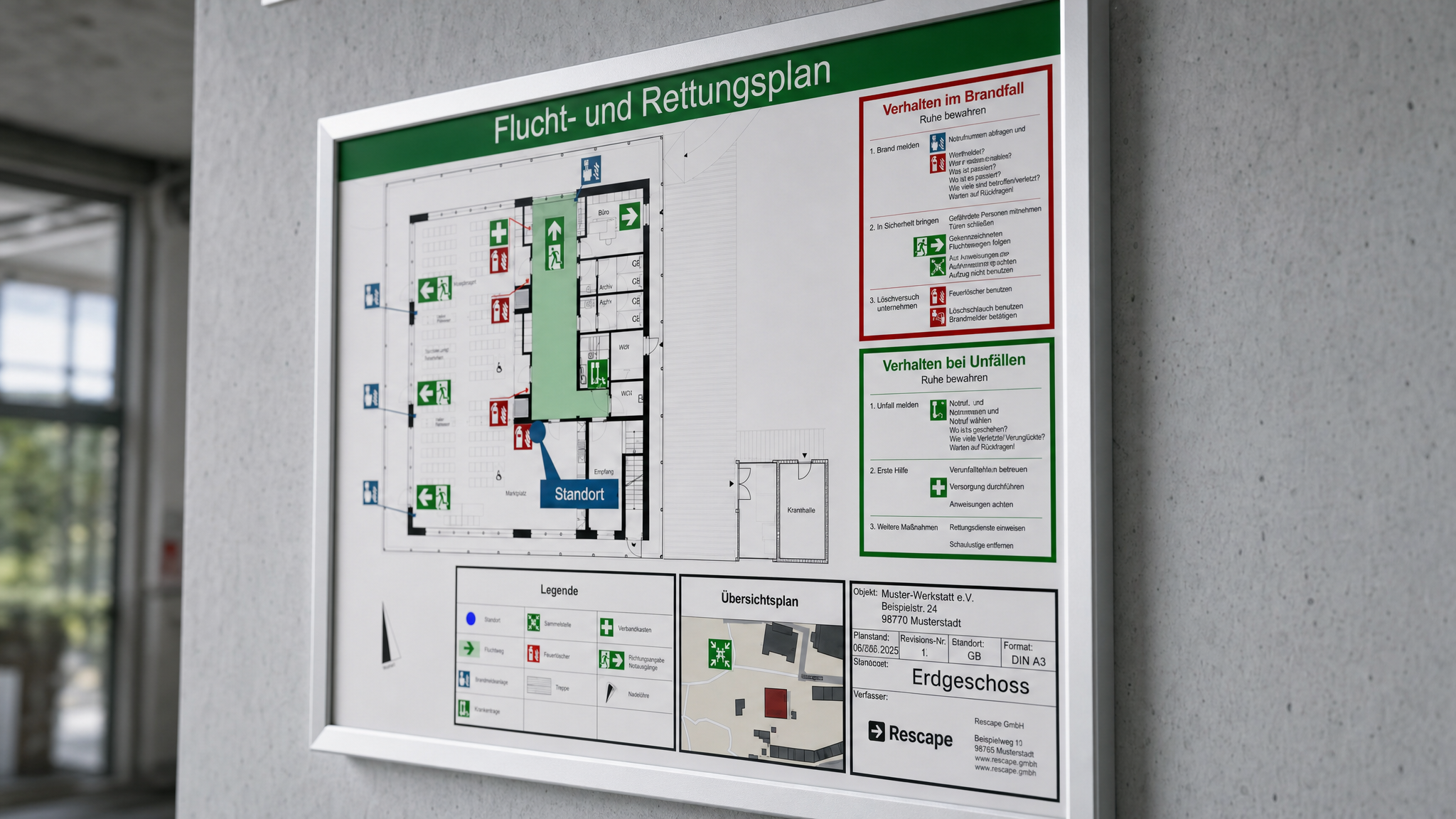 Fluchtplan hängt an der Wand